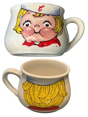 VTG Campbell’s Soup Girl pot-belly Bowl mug 98 16oz retro kitschy cozy nostalga